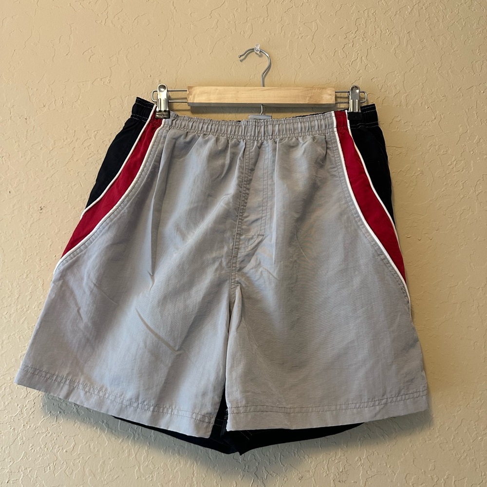 Red and Gray Athletic Shorts Lightweight Performance